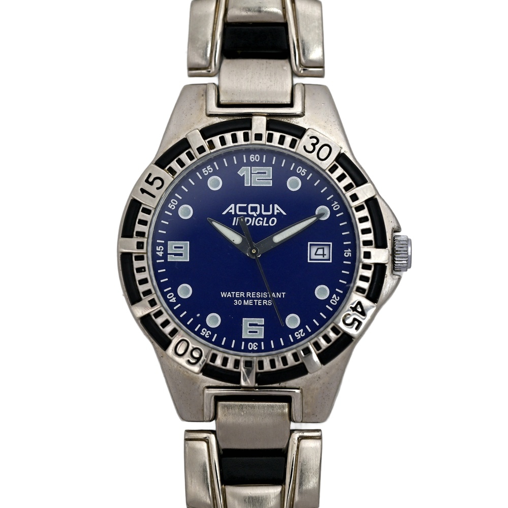 Acqua Timex Men's Vintage 80's Blue Divers Wrist Watch 38mm 30M